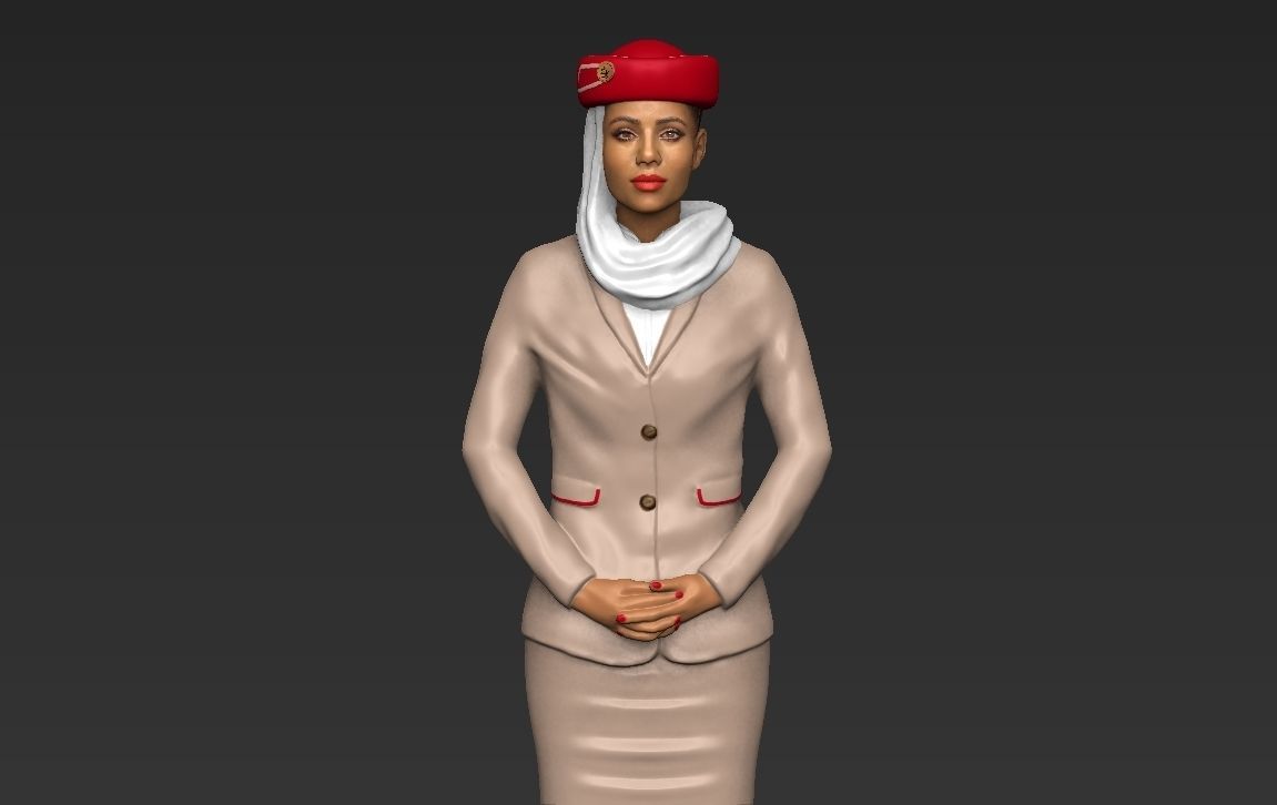 Emirates Airline stewardess ready for full color 3D printing 3D print model_31