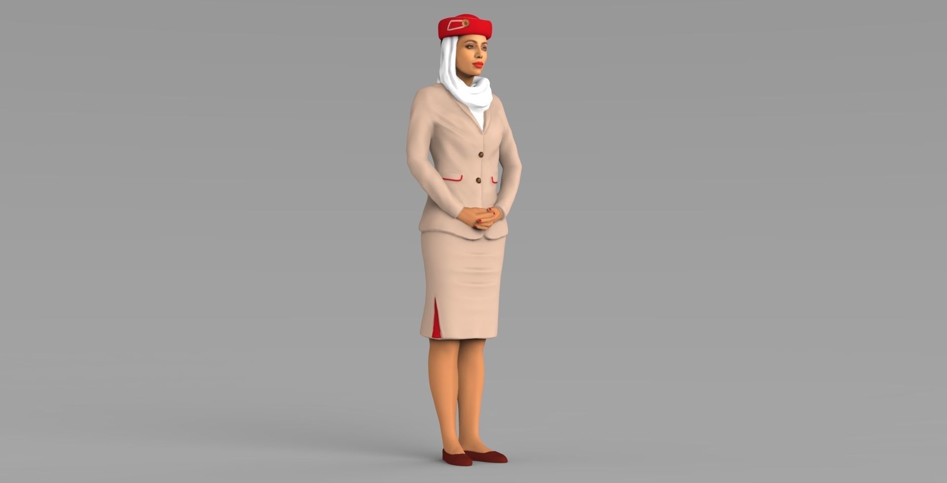 Emirates Airline stewardess ready for full color 3D printing 3D print model_10