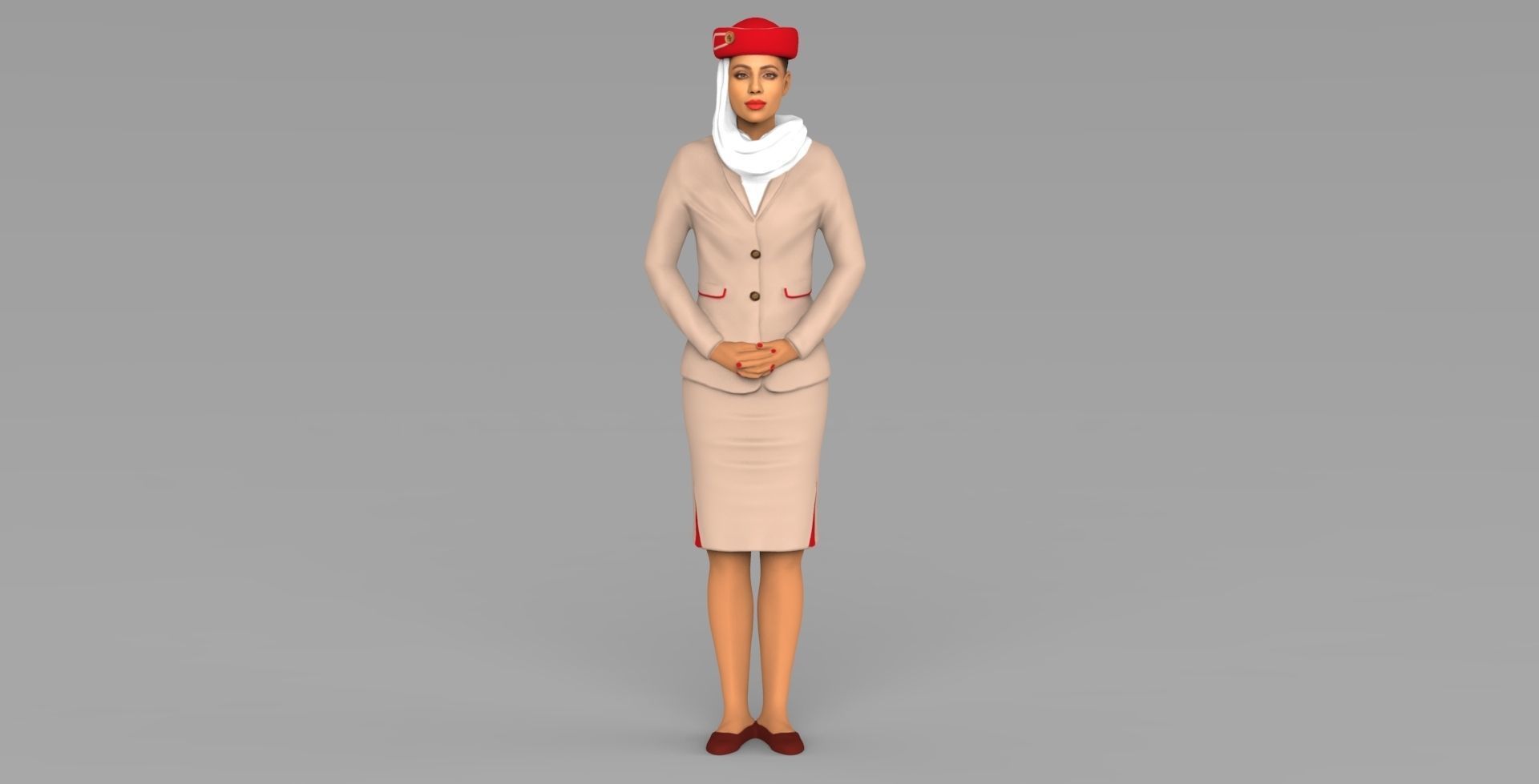 Emirates Airline stewardess ready for full color 3D printing 3D print model_3