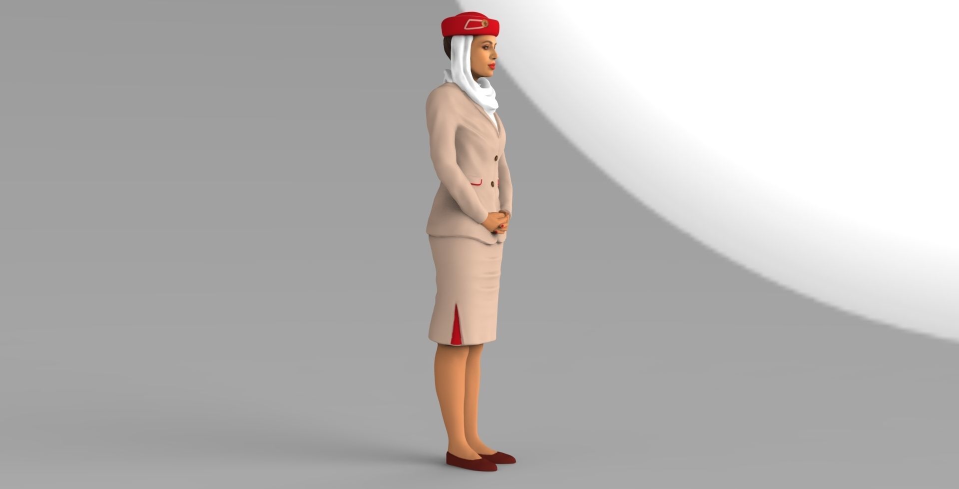 Emirates Airline stewardess ready for full color 3D printing 3D print model_12