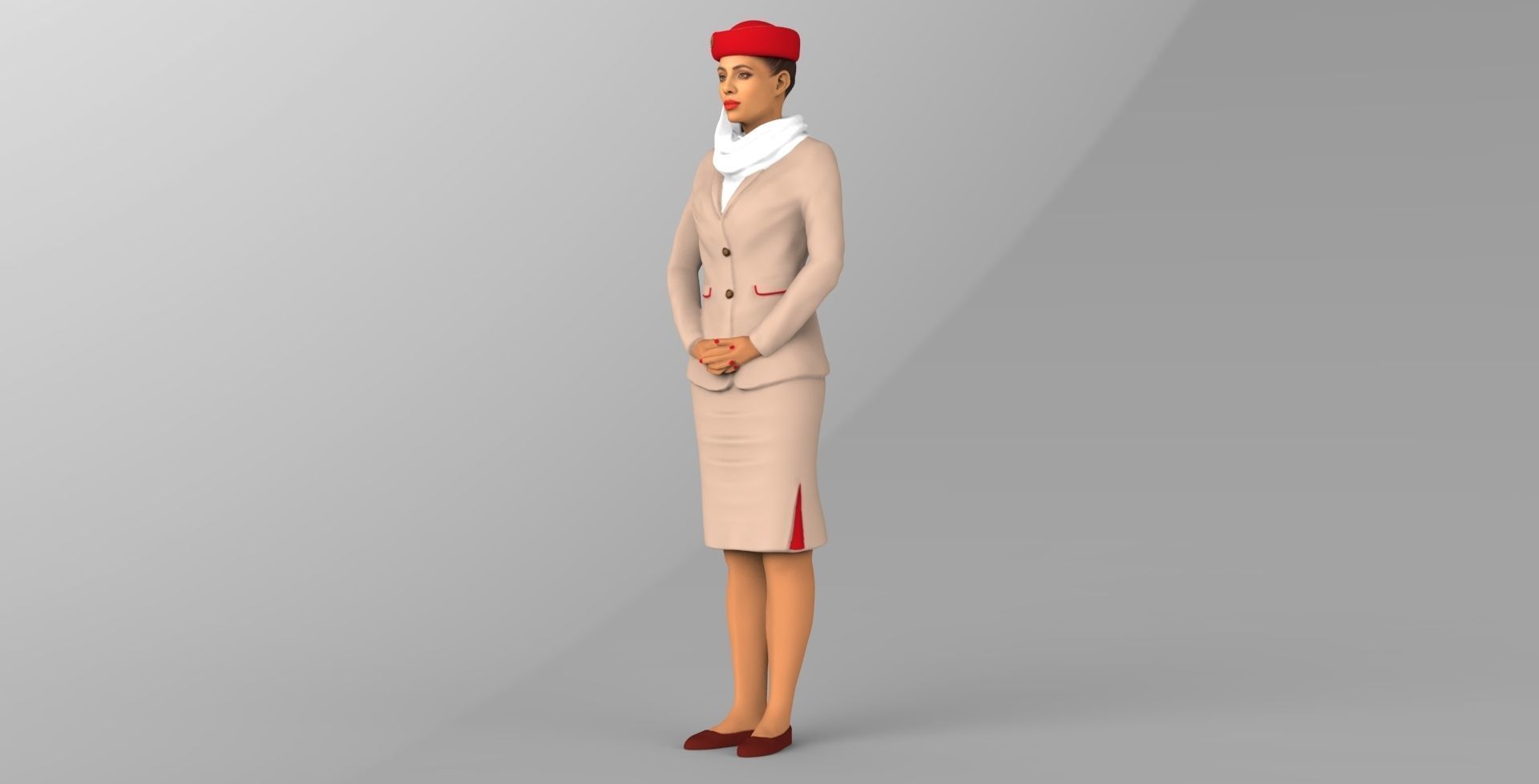 Emirates Airline stewardess ready for full color 3D printing 3D print model_9