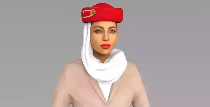 Emirates Airline stewardess ready for full color 3D printing 3D print model