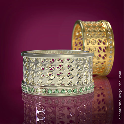 The modern ring  organic netting with diamonds 3D print model