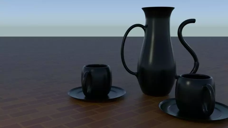 Ornate tea set Free low-poly 3D model