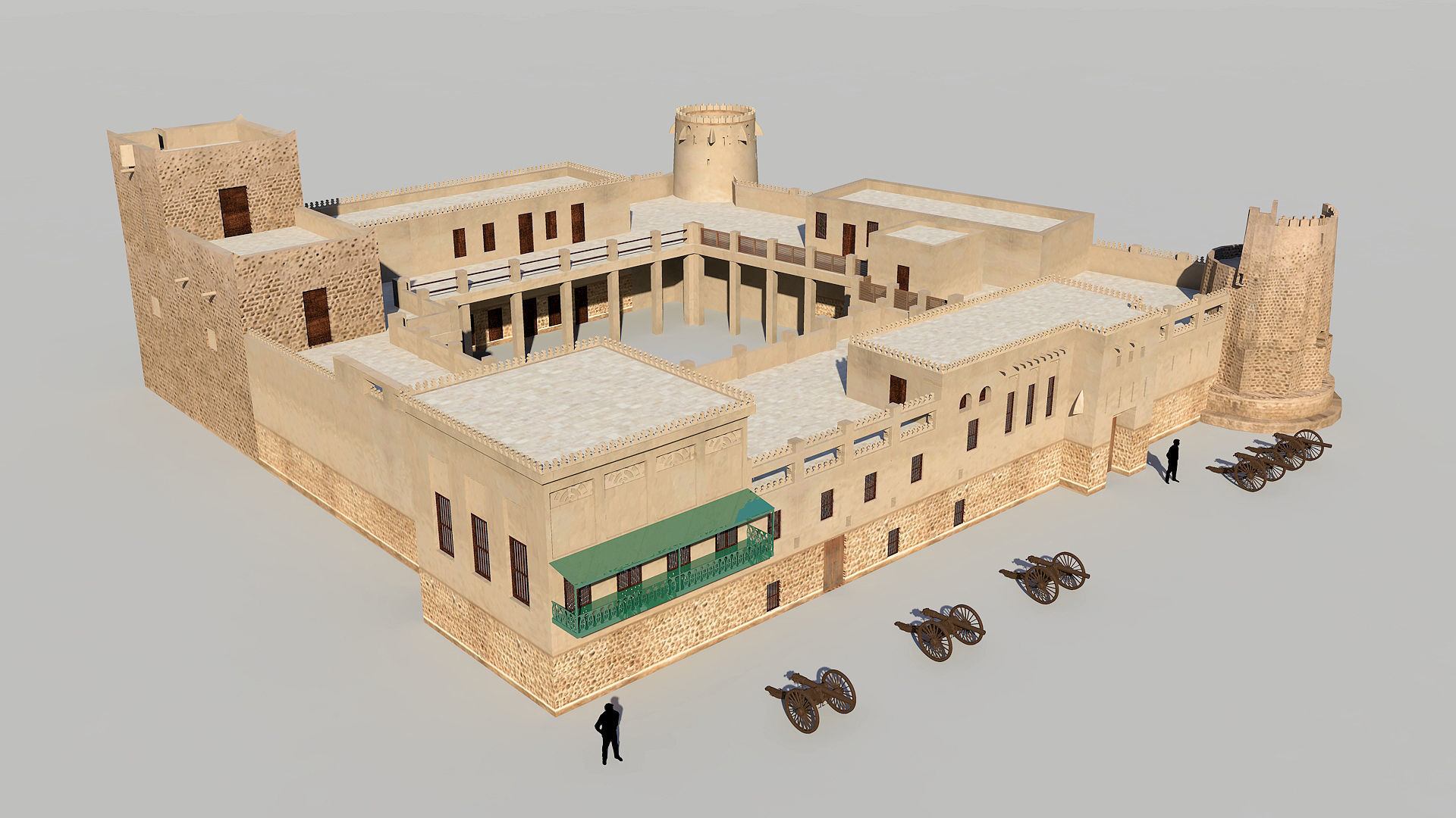 Sharjah Fort  Low-poly 3D model_2