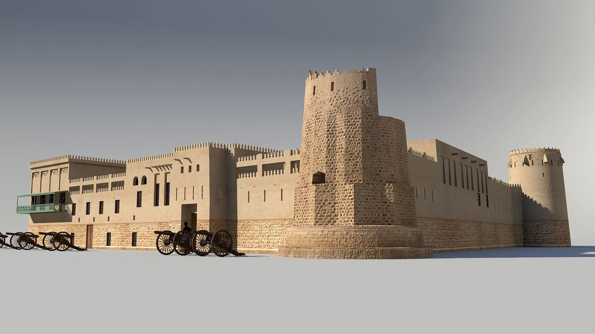 Sharjah Fort  Low-poly 3D model_6
