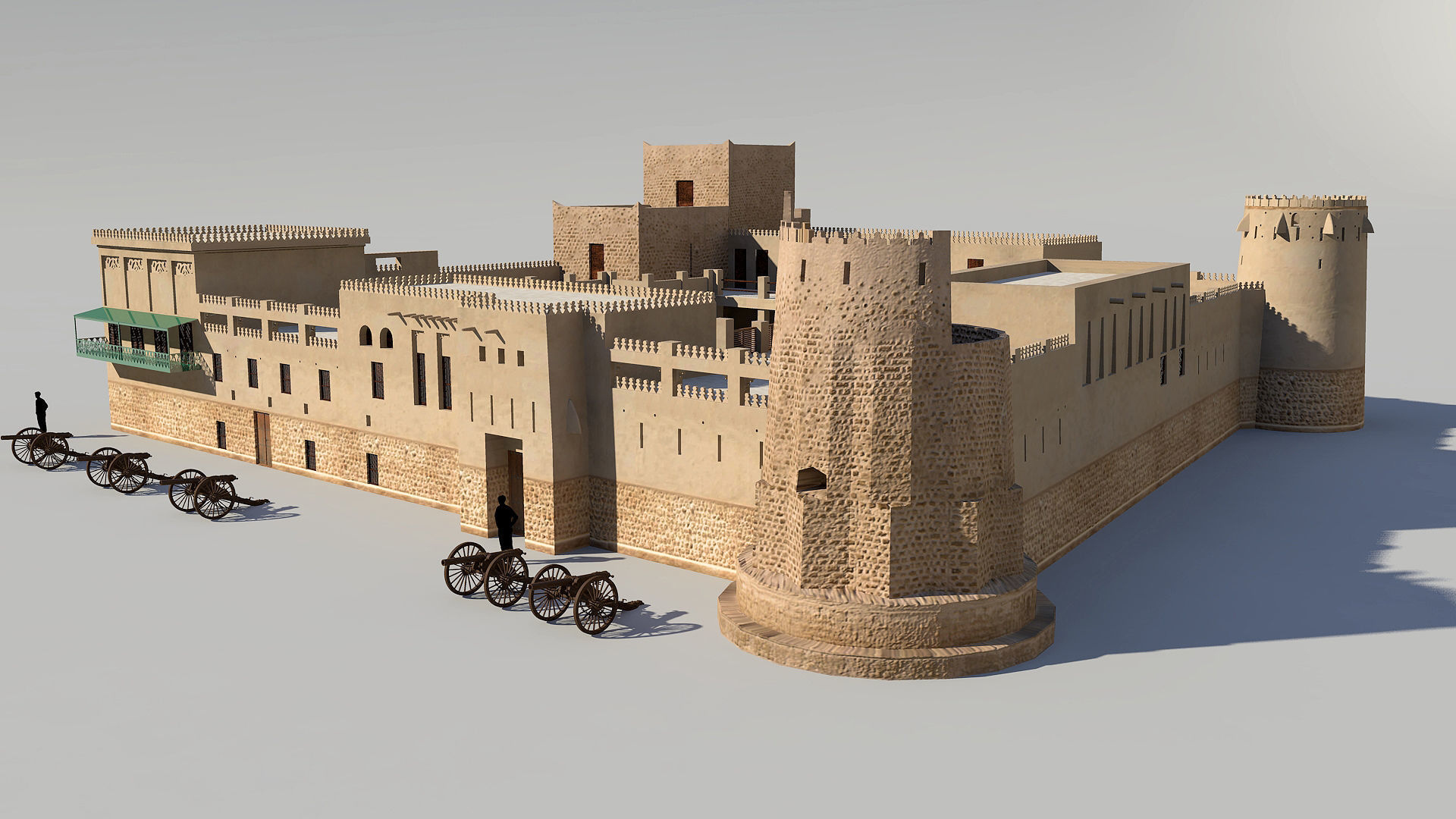 Sharjah Fort  Low-poly 3D model_5