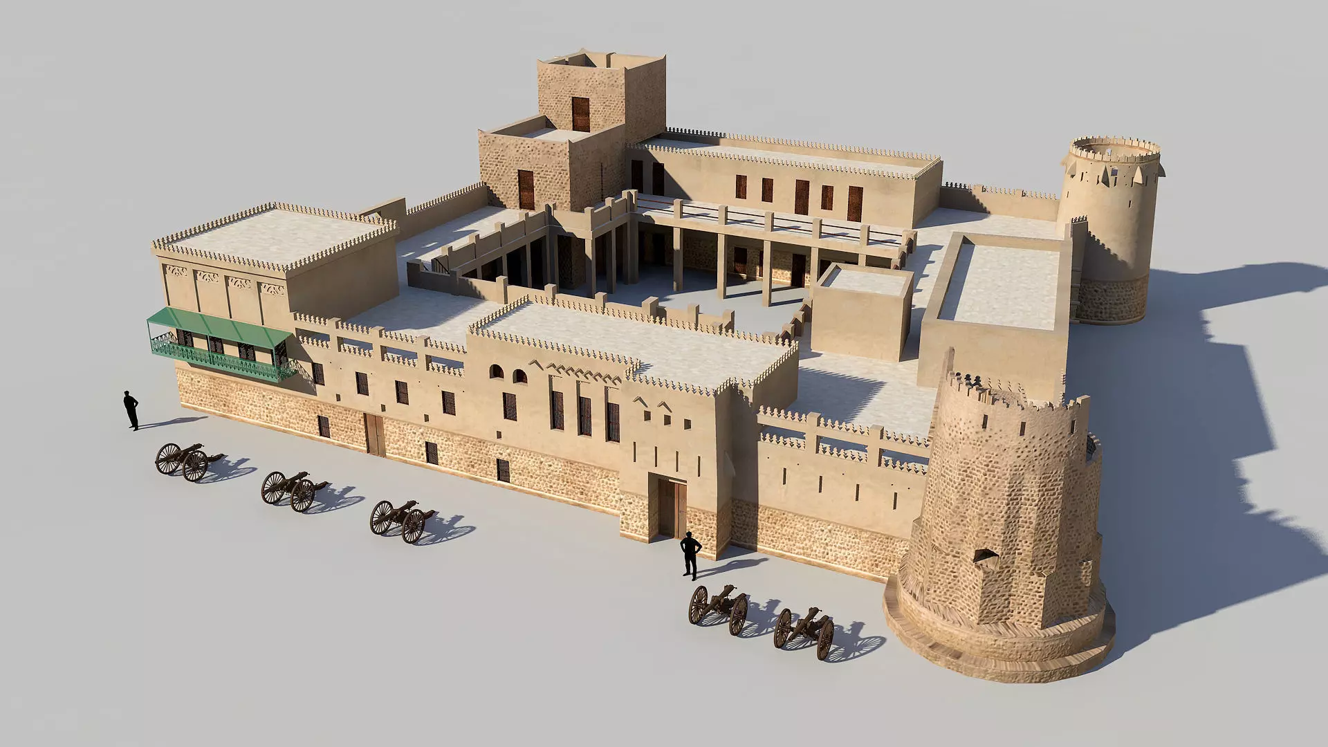Sharjah Fort  Low-poly 3D model_0