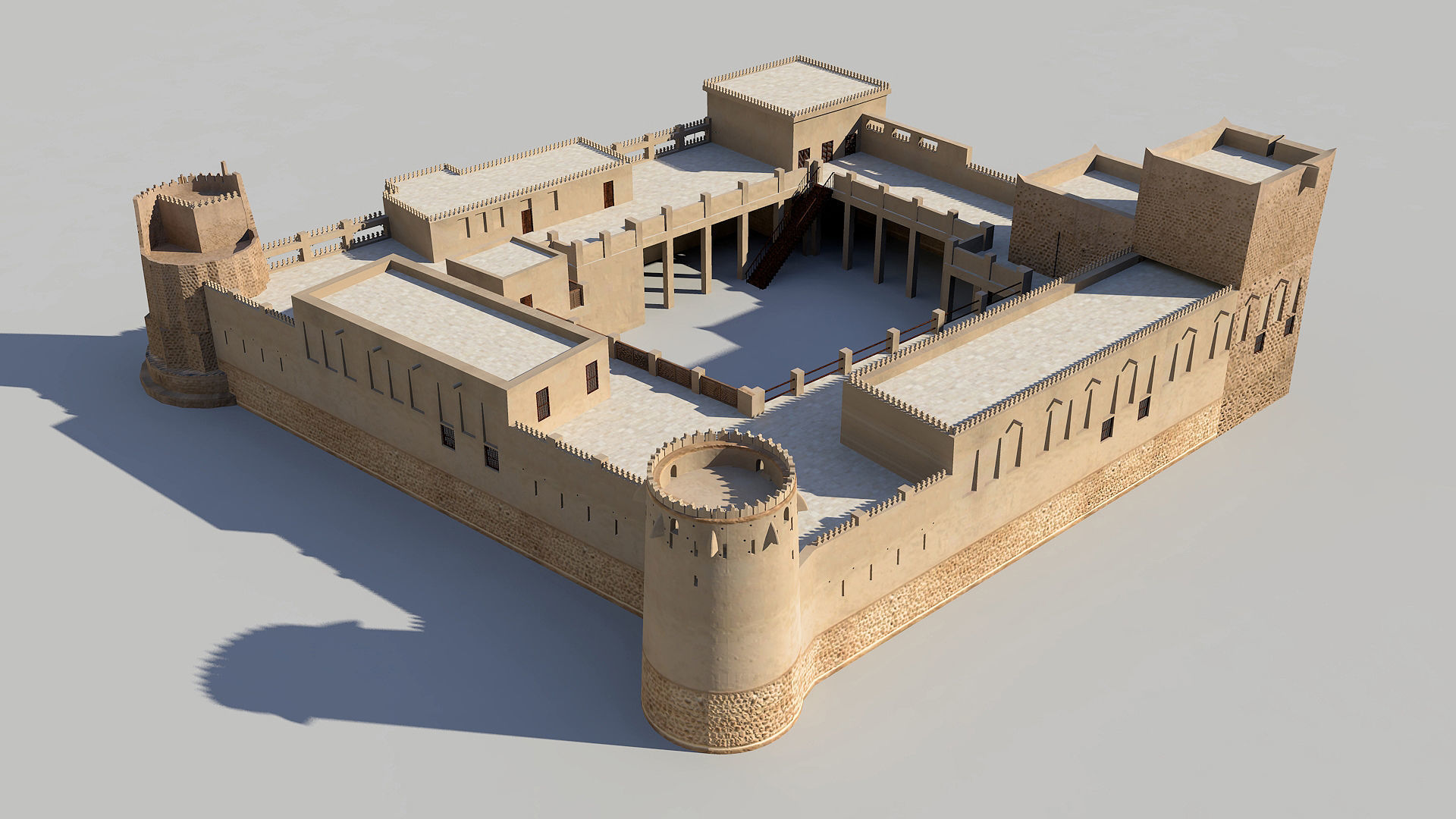 Sharjah Fort  Low-poly 3D model_3