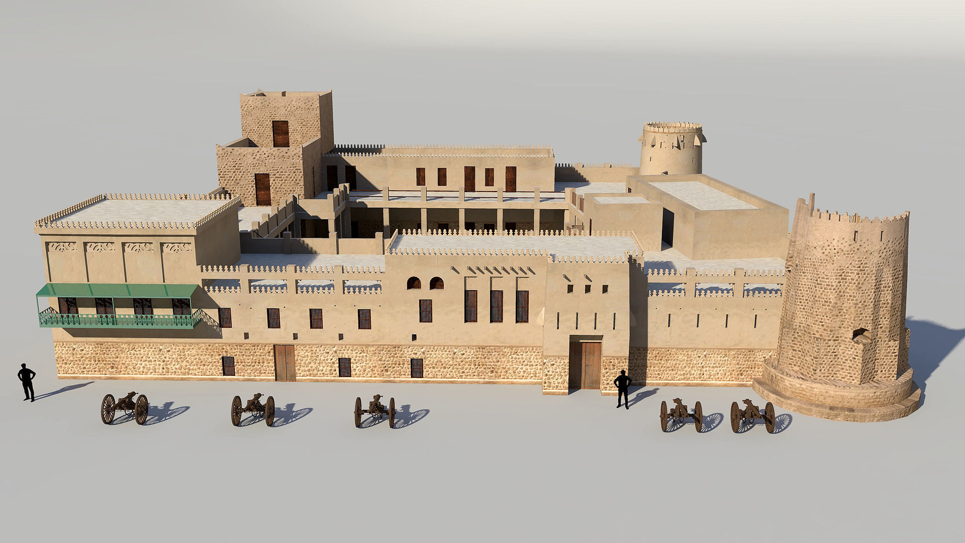 Sharjah Fort  Low-poly 3D model_1