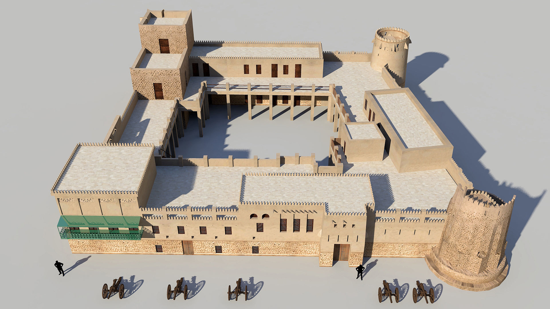 Sharjah Fort  Low-poly 3D model_4