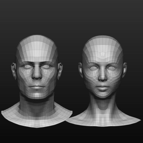LowPoly Male and Female head Low-poly 3D model