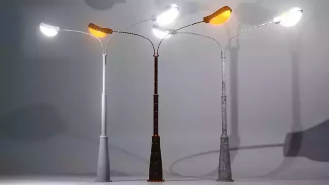A collection of Street Lamps - Set IV Low-poly 3D model