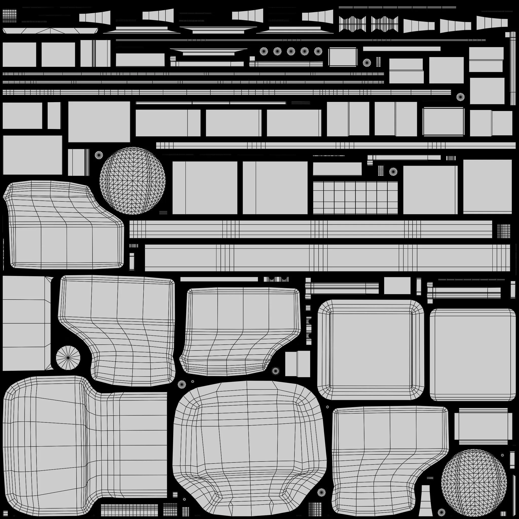 Old Side Stand and Recliner Low-poly 3D model_12