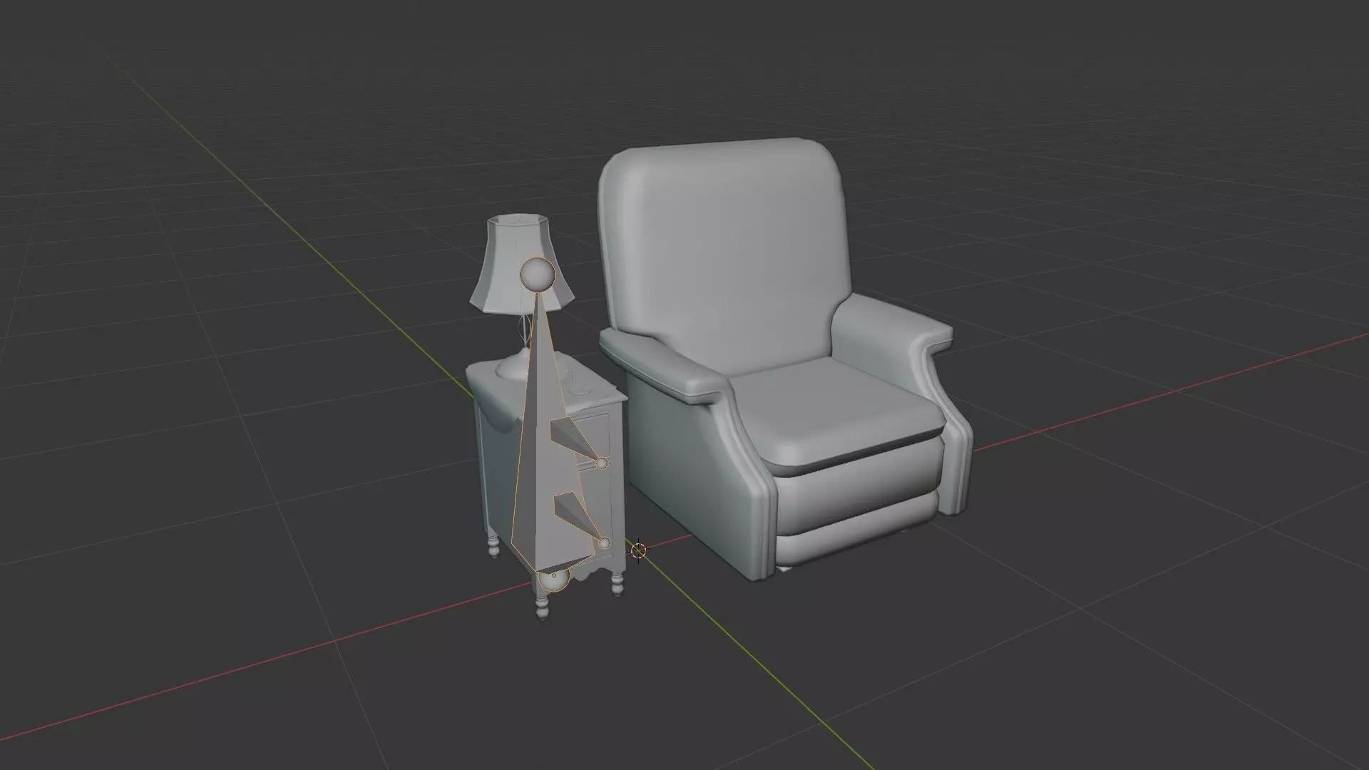 Old Side Stand and Recliner Low-poly 3D model_9