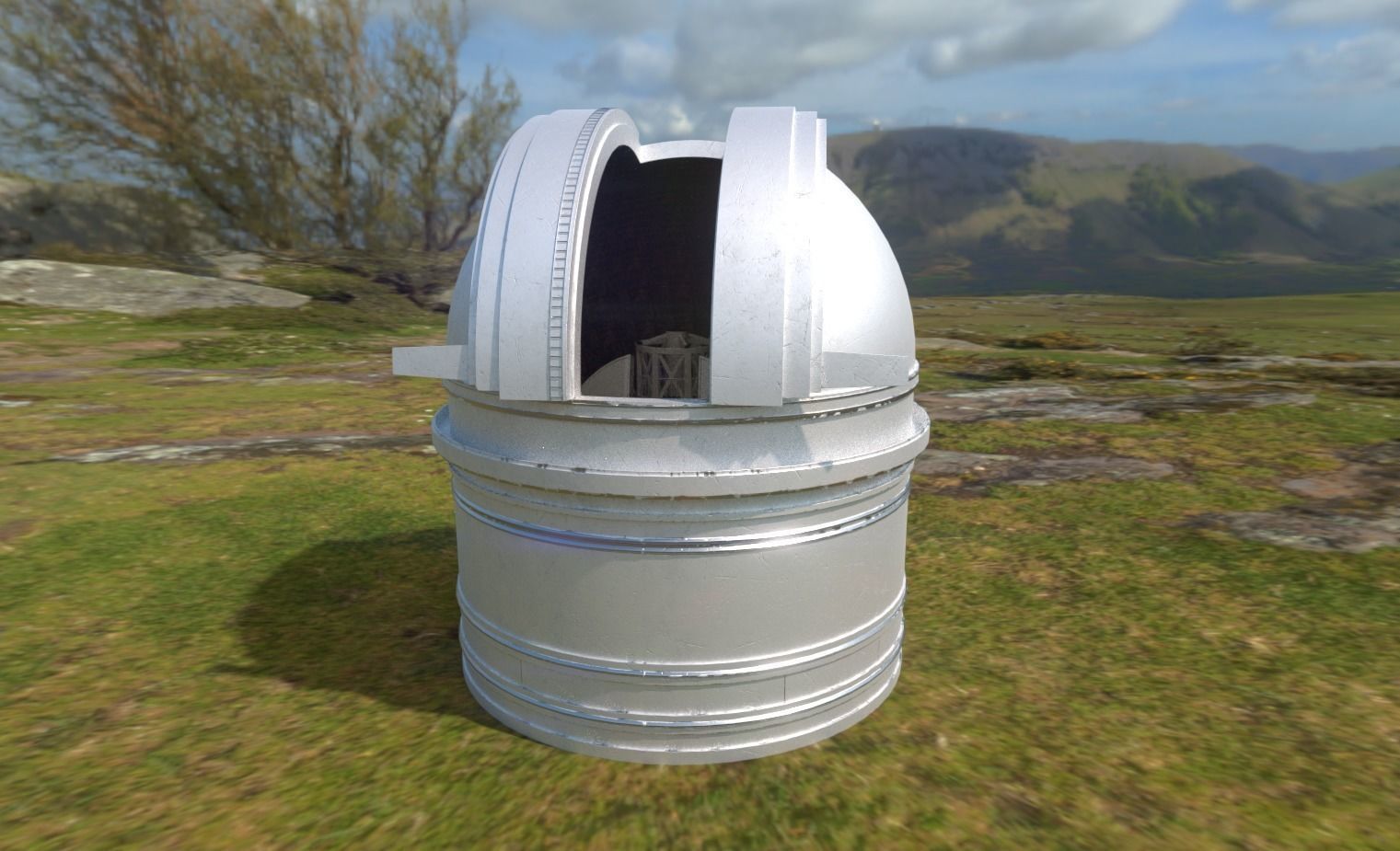 Palomar Observatory Low-poly 3D model_5