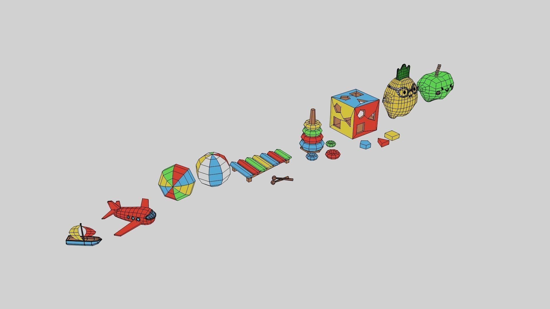 Toys - Low Poly fruit Low-poly 3D model_11