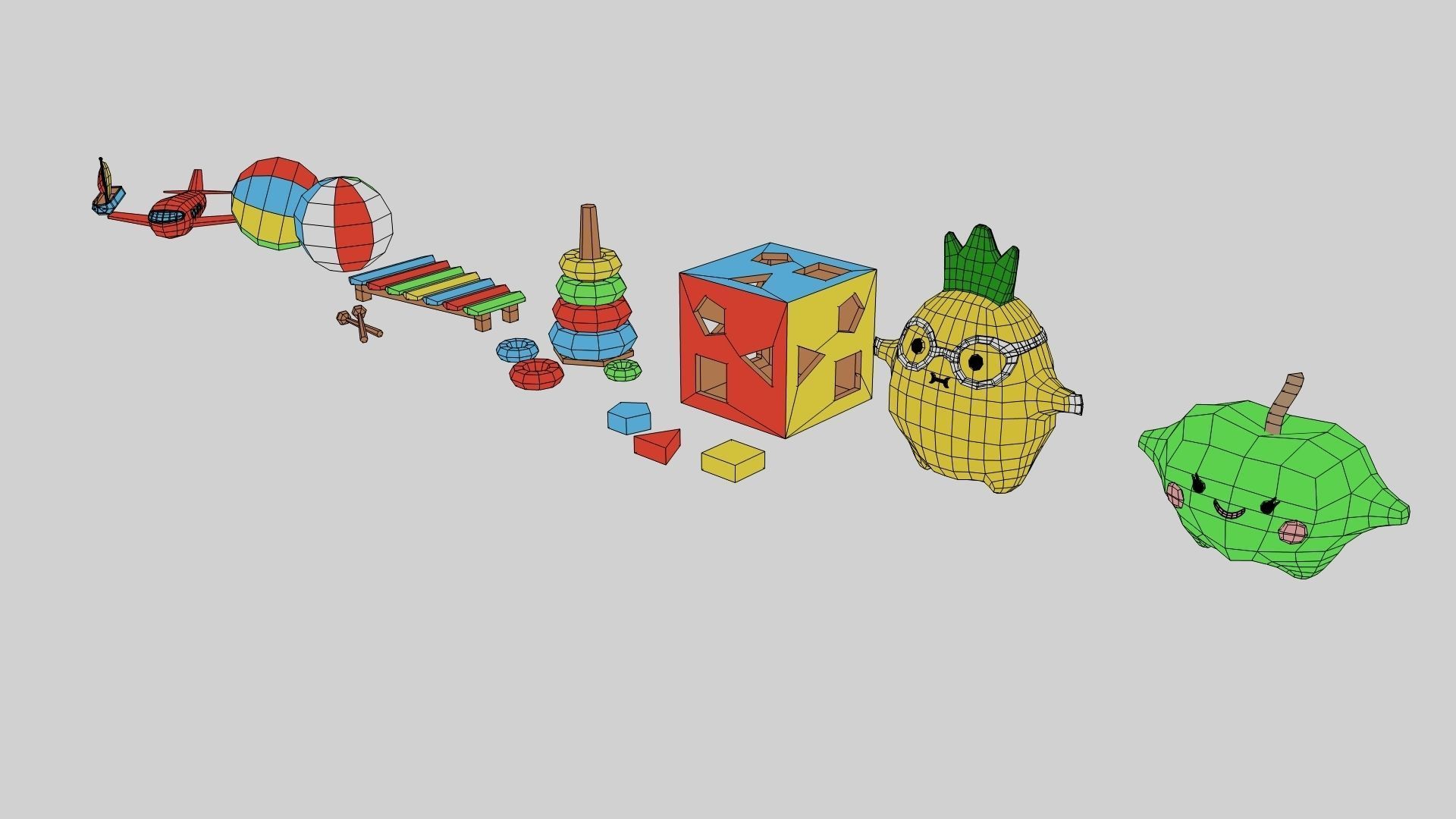 Toys - Low Poly fruit Low-poly 3D model_12