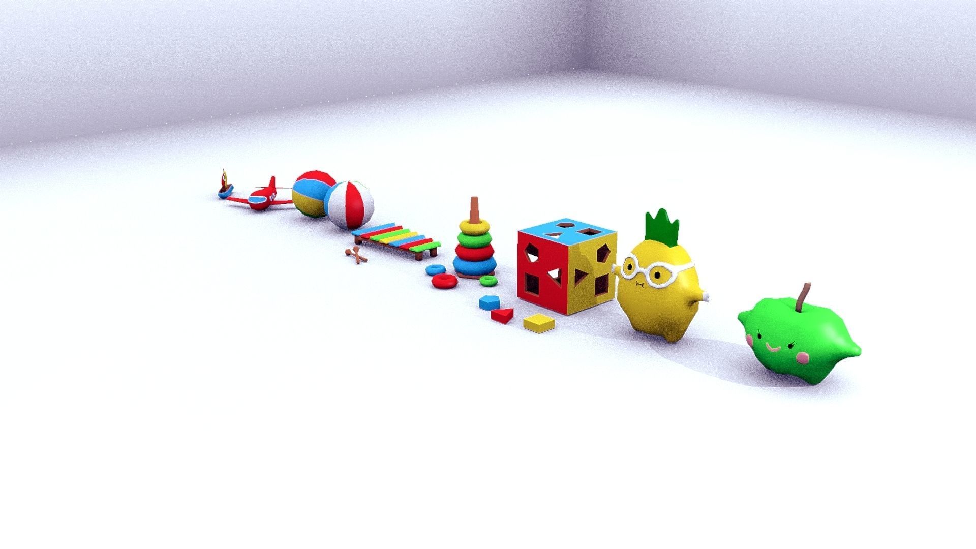 Toys - Low Poly fruit Low-poly 3D model_9