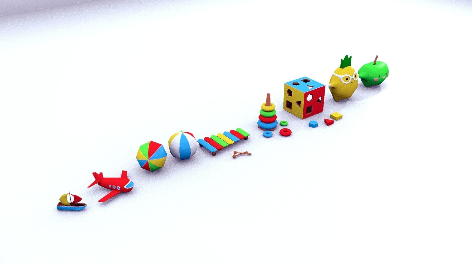 Toys - Low Poly fruit Low-poly 3D model_8