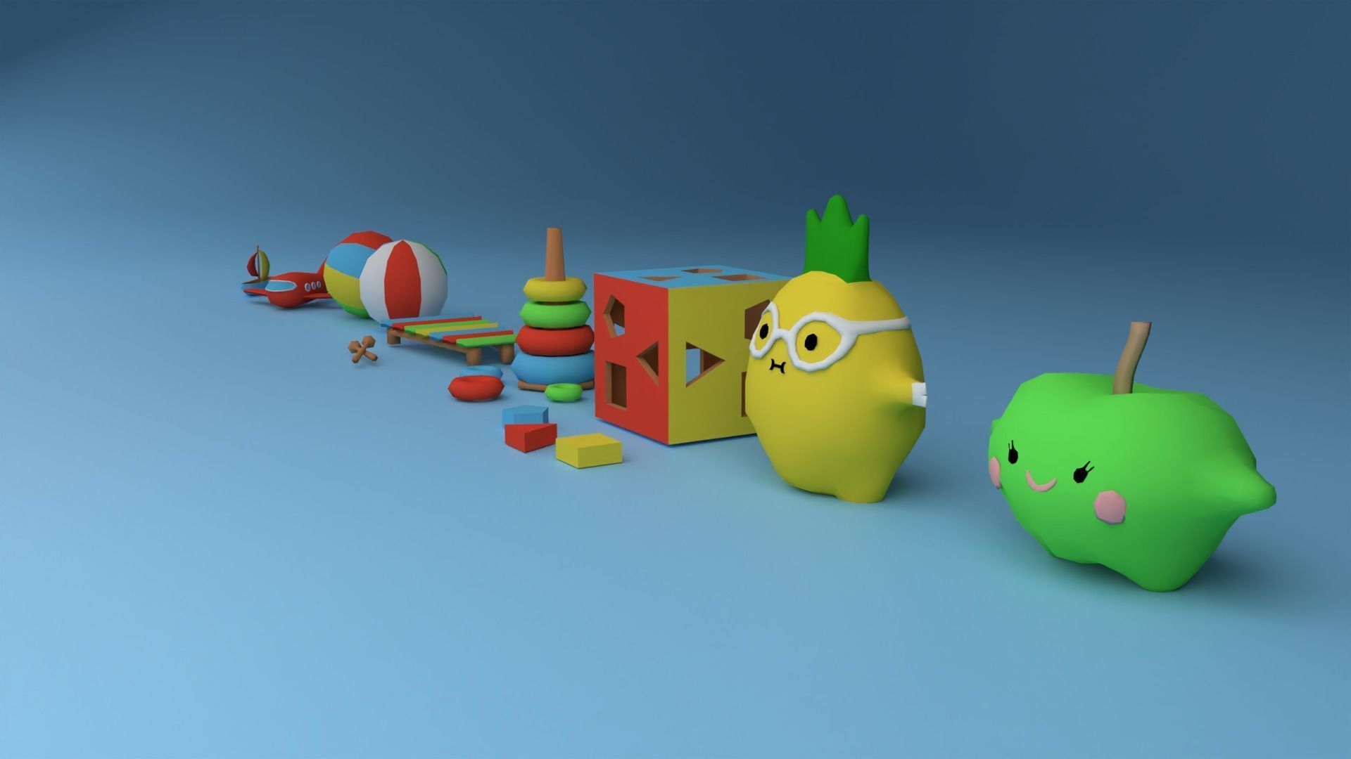 Toys - Low Poly fruit Low-poly 3D model_2