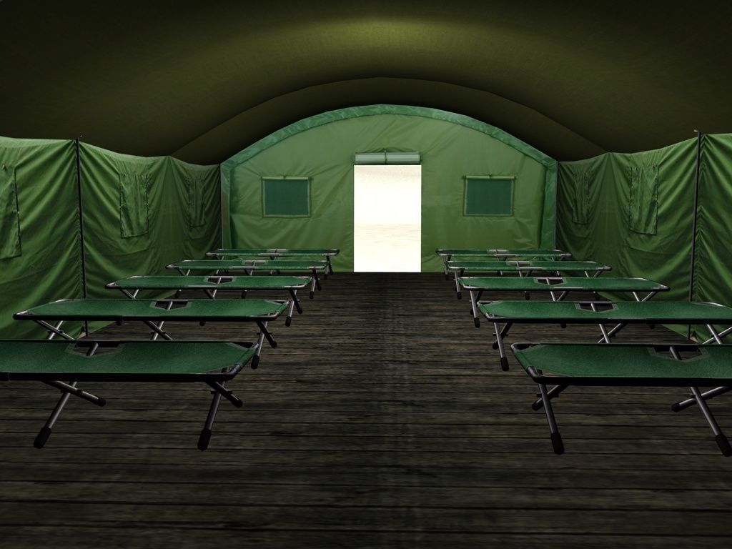 Big Army Tent Low-poly 3D model_7