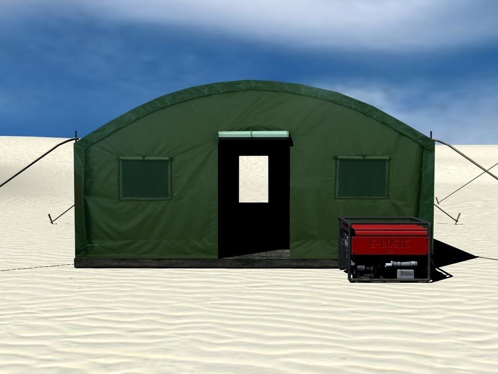 Big Army Tent Low-poly 3D model_4