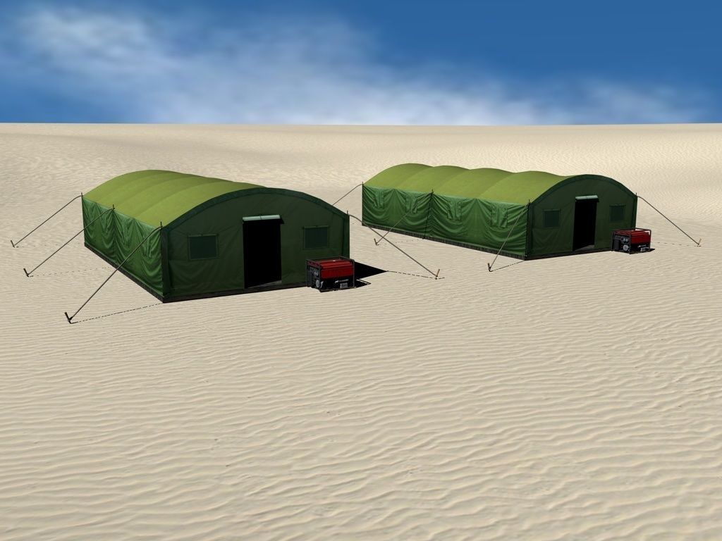 Big Army Tent Low-poly 3D model_2