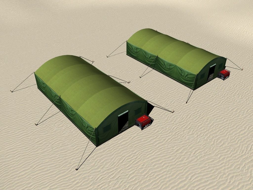 Big Army Tent Low-poly 3D model_1