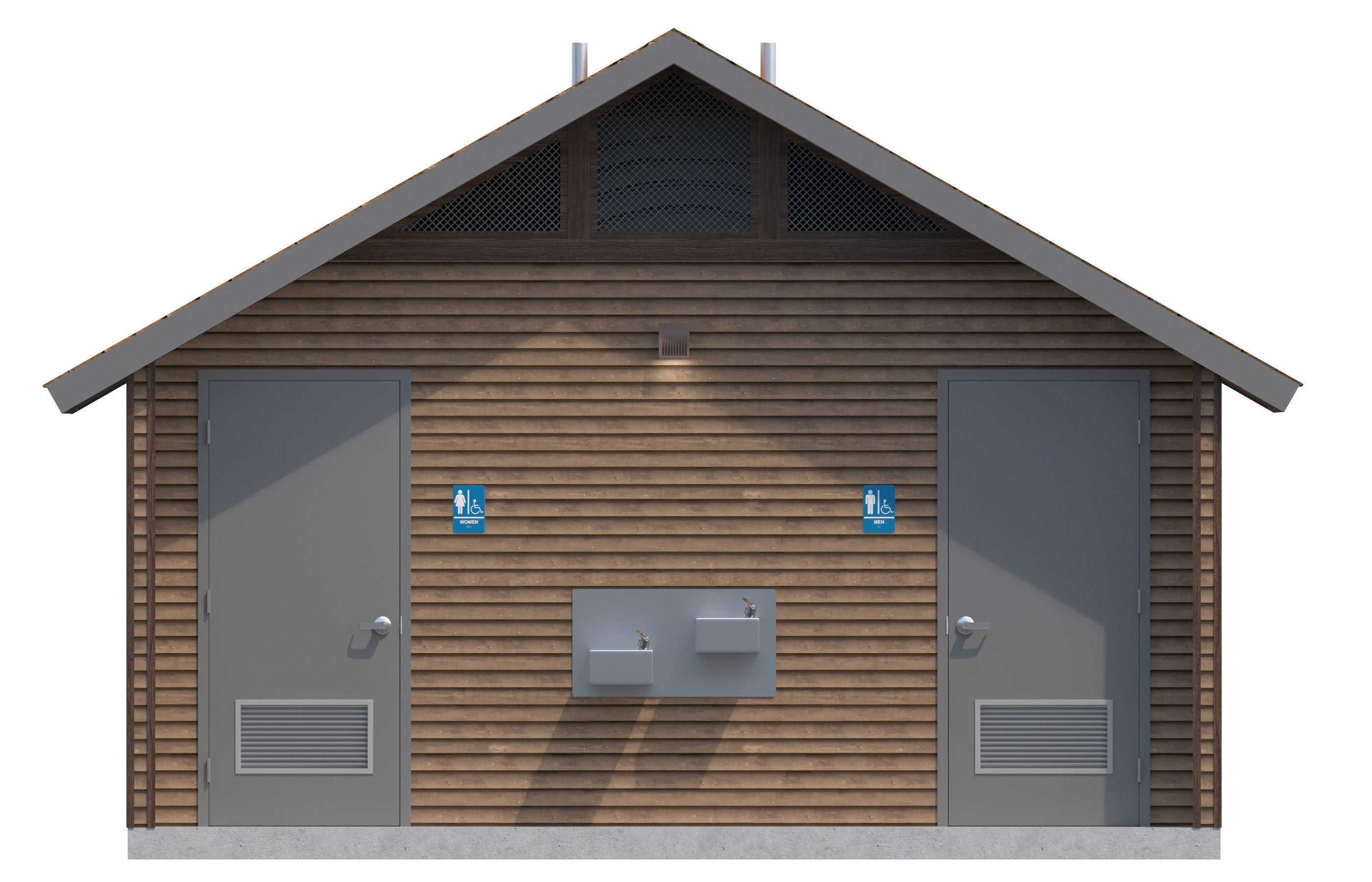 Public Building-004 Restroom With Interior 3D model_10