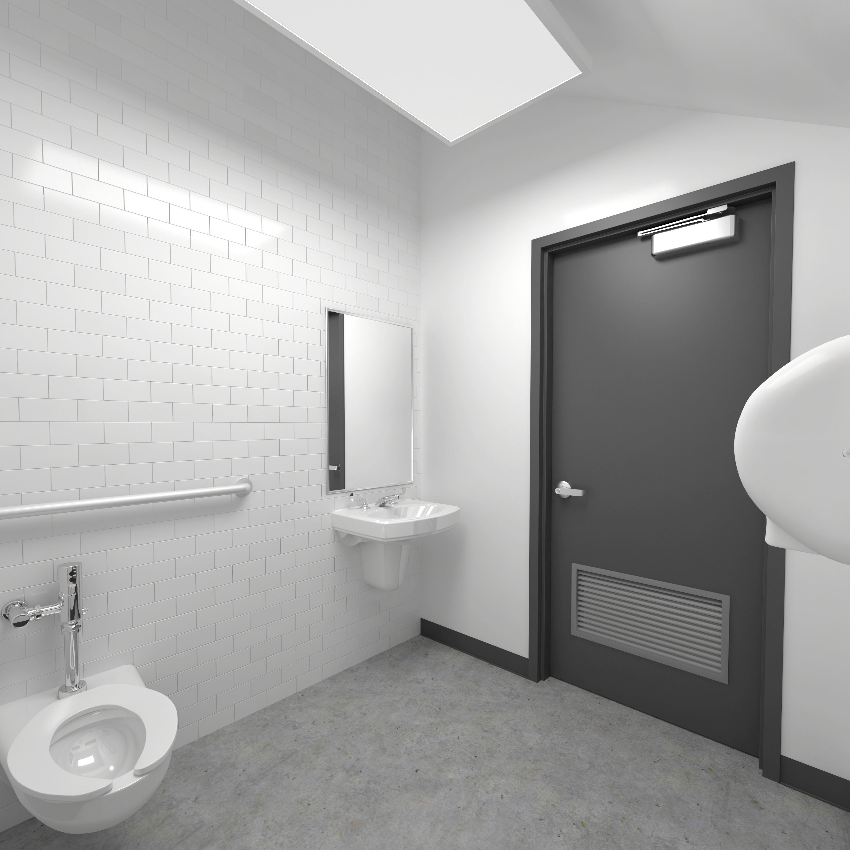 Public Building-004 Restroom With Interior 3D model_3