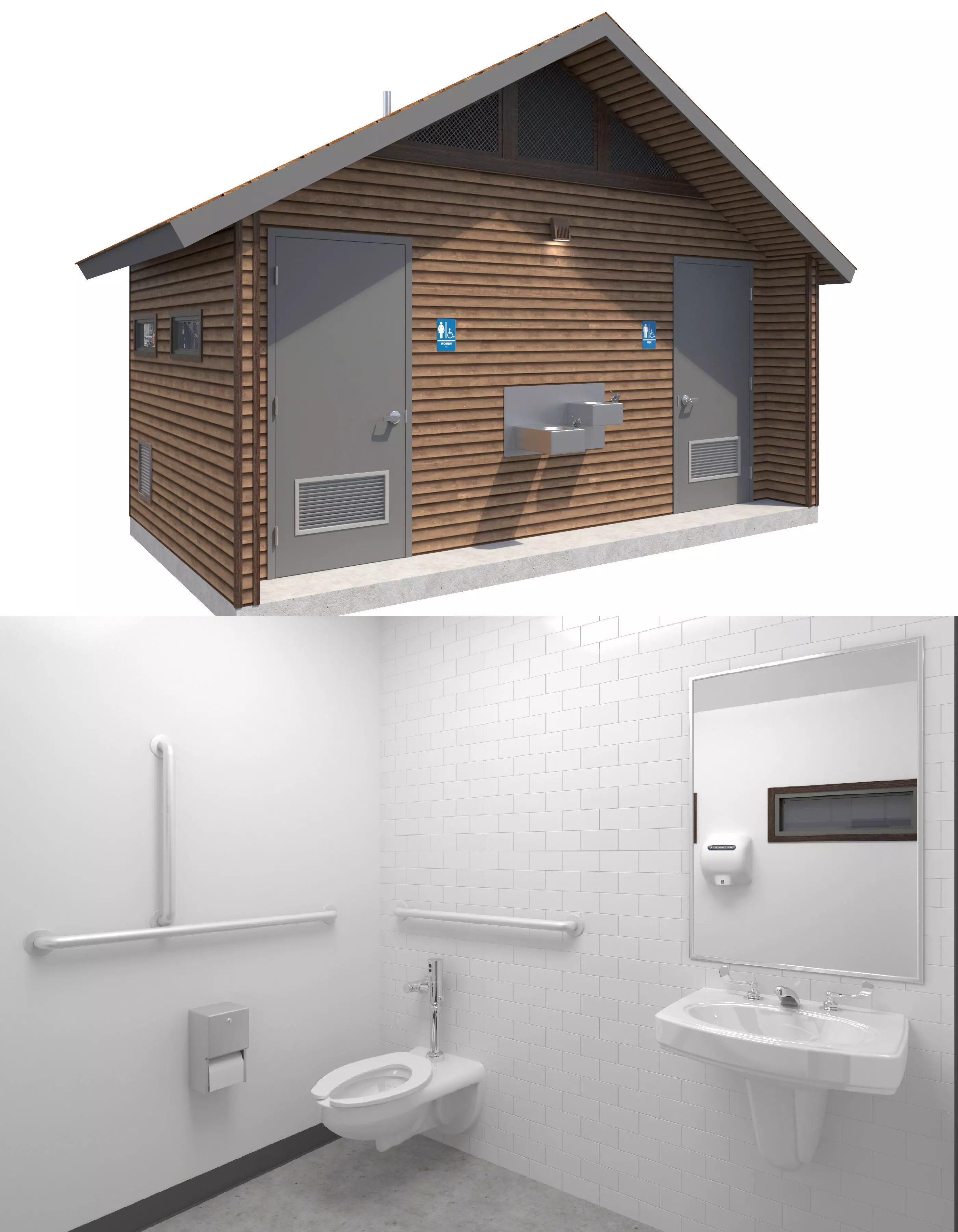 Public Building-004 Restroom With Interior 3D model_0