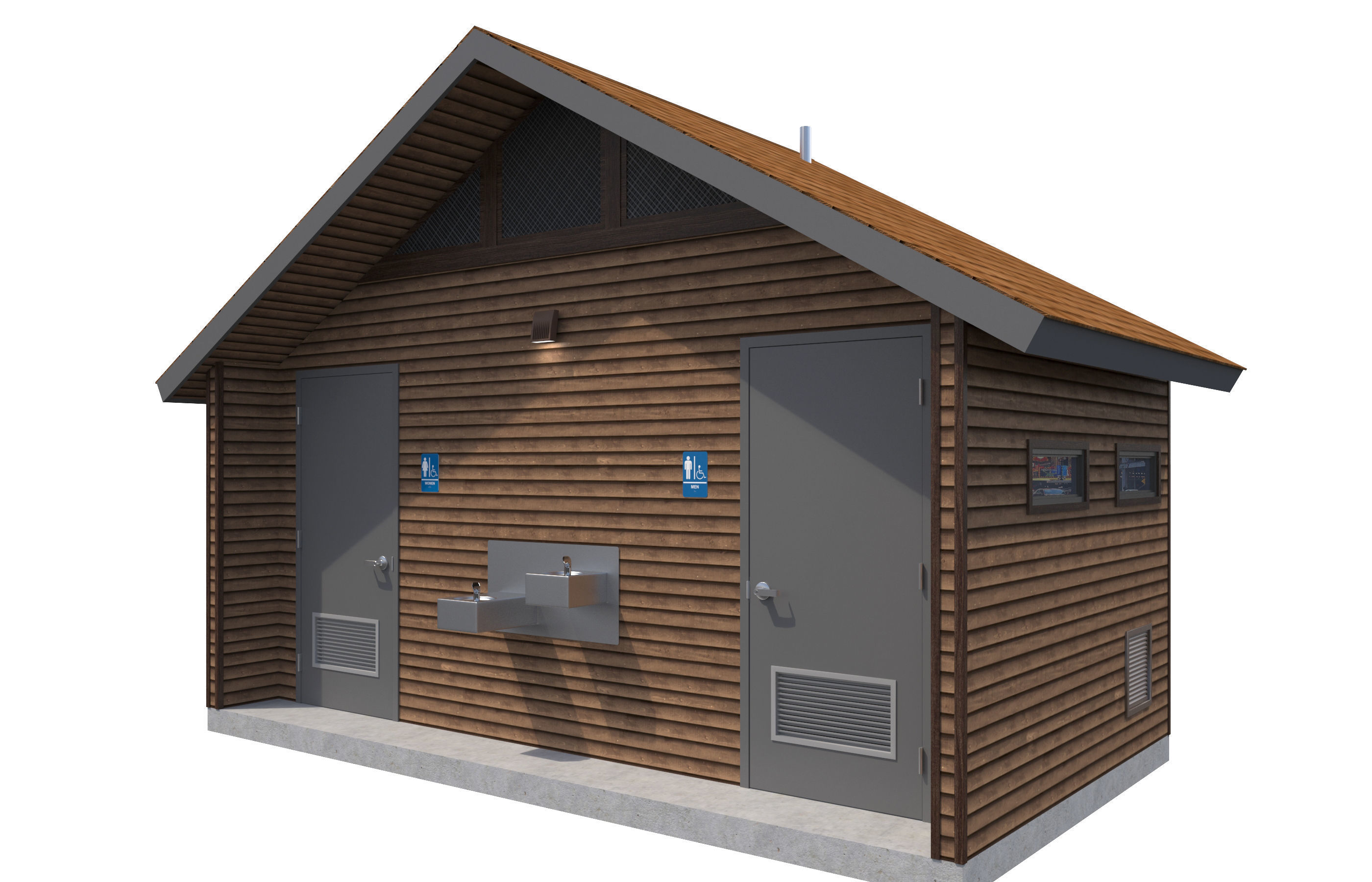 Public Building-004 Restroom With Interior 3D model_4