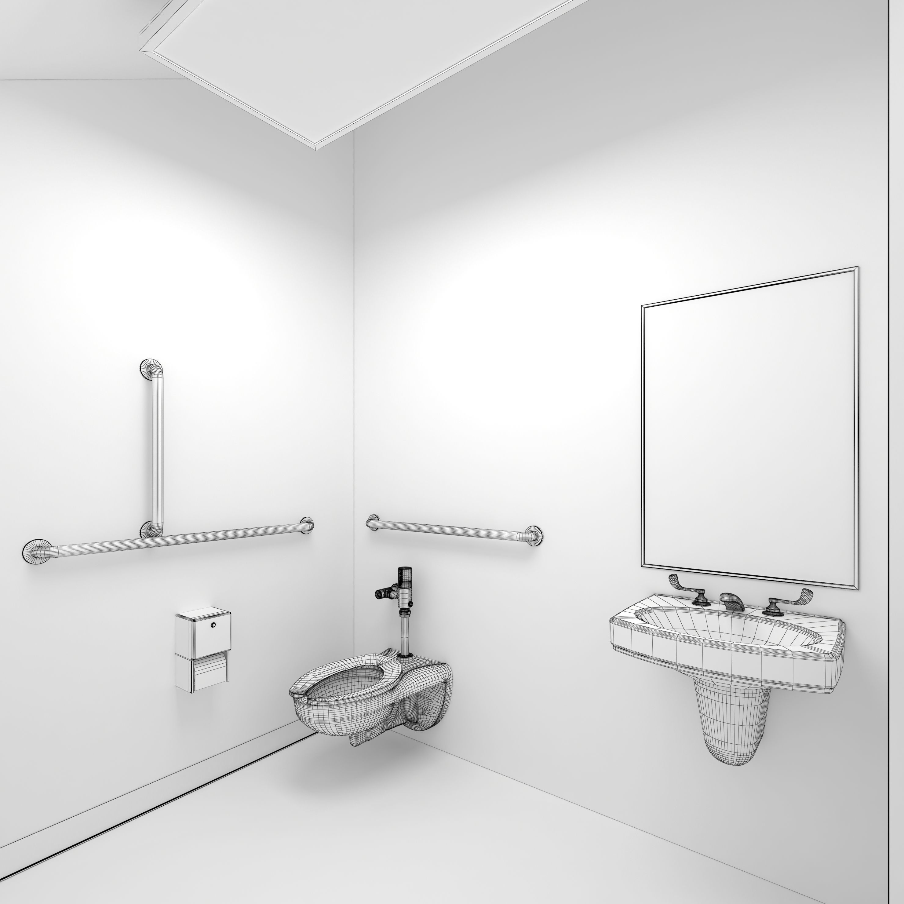 Public Building-004 Restroom With Interior 3D model_20