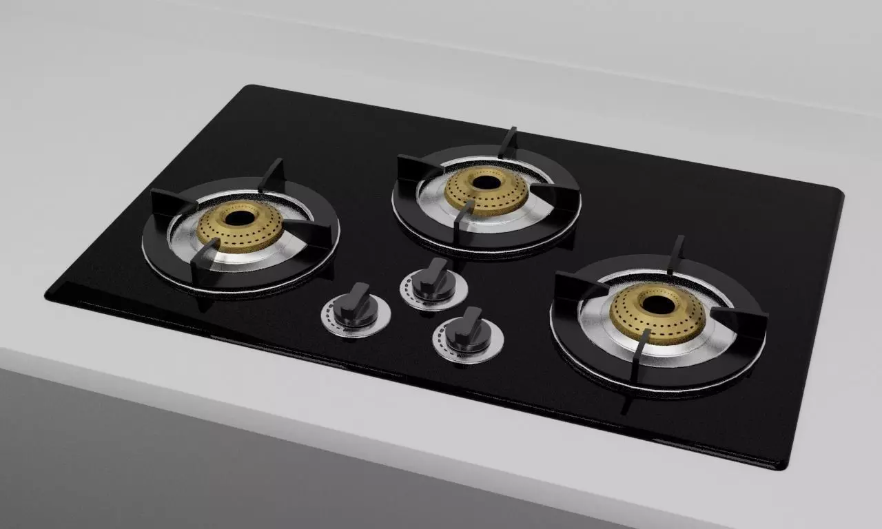 Stoves gas cooktop with three burners 3D model