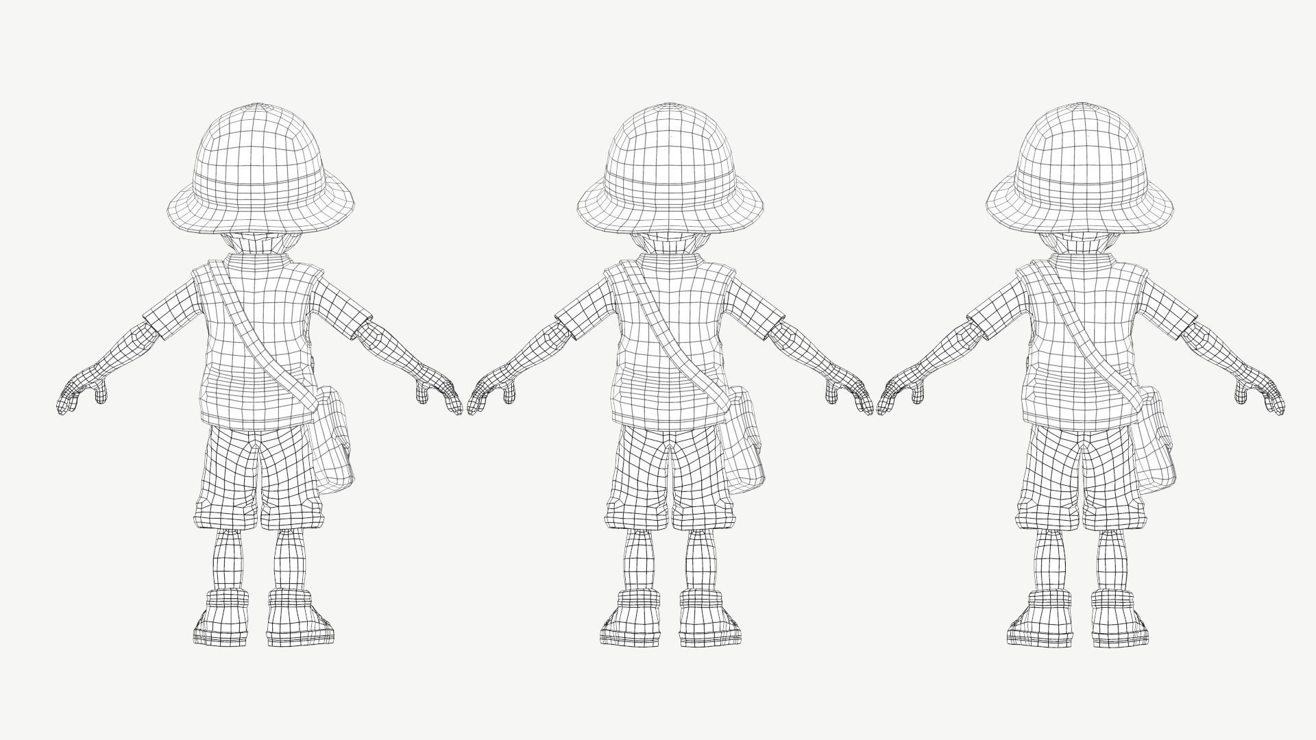 Exploring Boy Low-poly 3D model_8