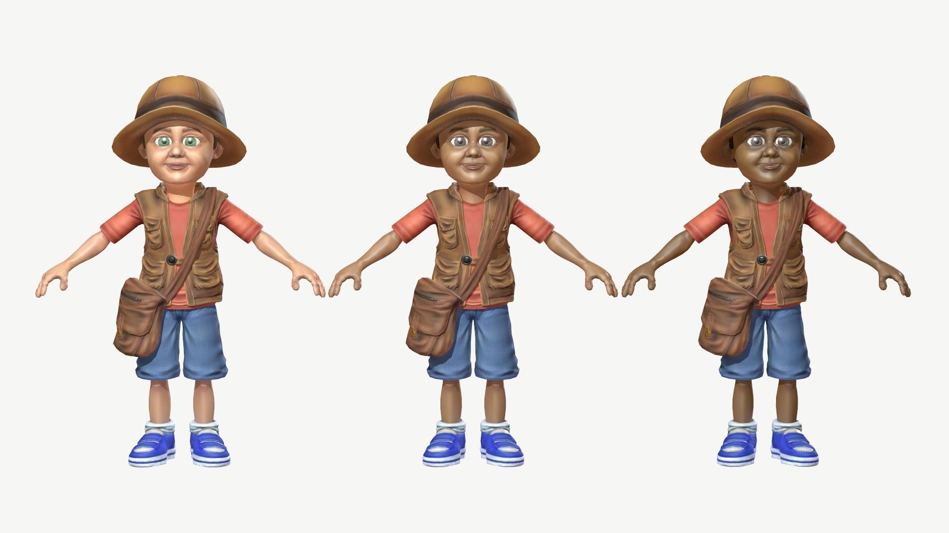 Exploring Boy Low-poly 3D model_11
