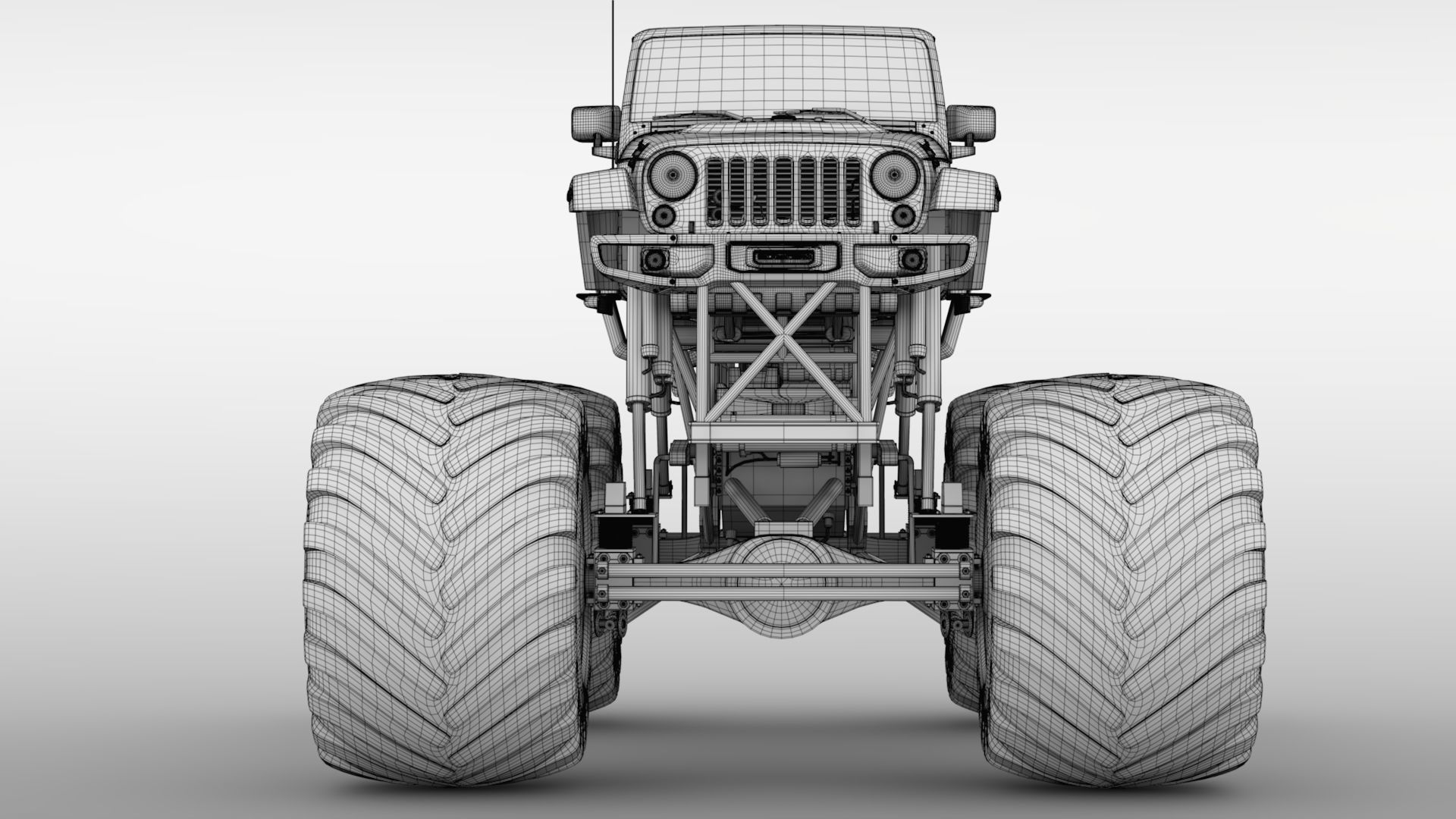 Monster Truck Jeep Wrangler Rubicon Recon 3D model_20