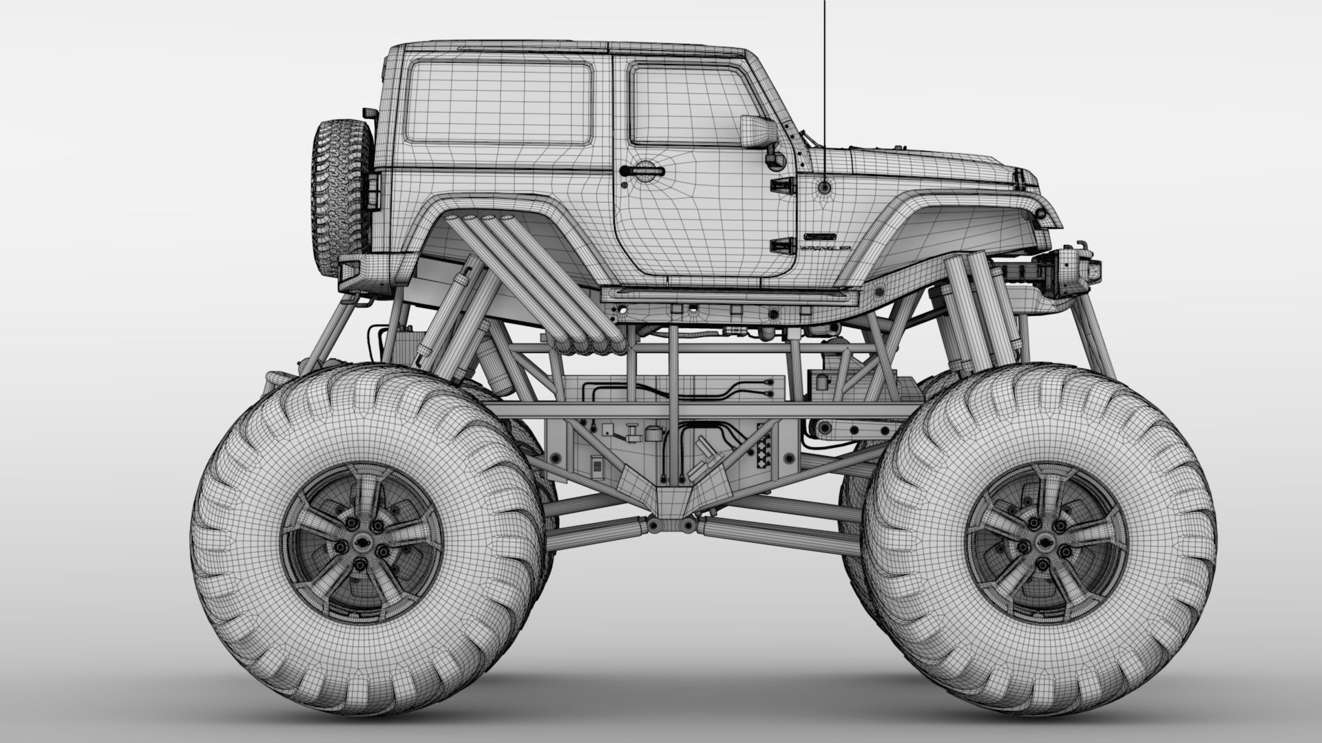Monster Truck Jeep Wrangler Rubicon Recon 3D model_21