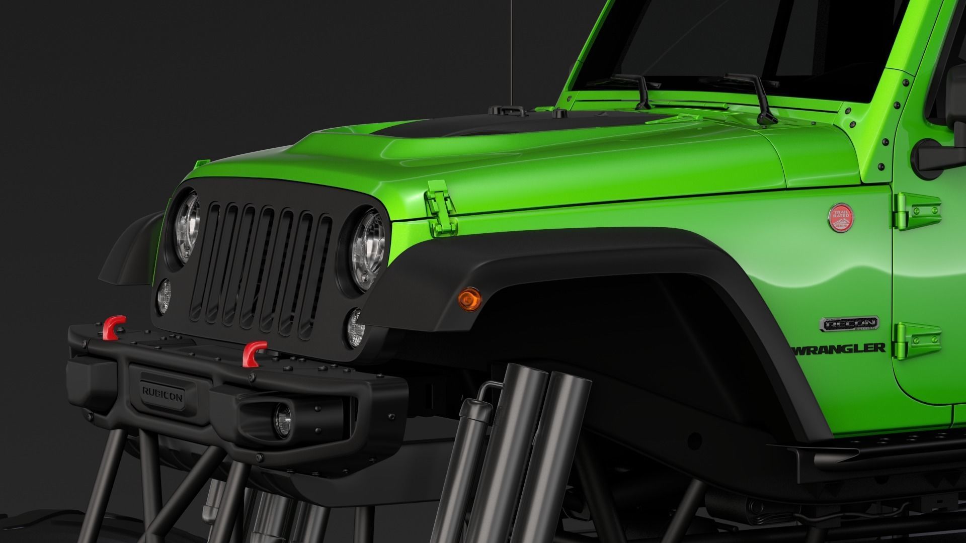 Monster Truck Jeep Wrangler Rubicon Recon 3D model_5