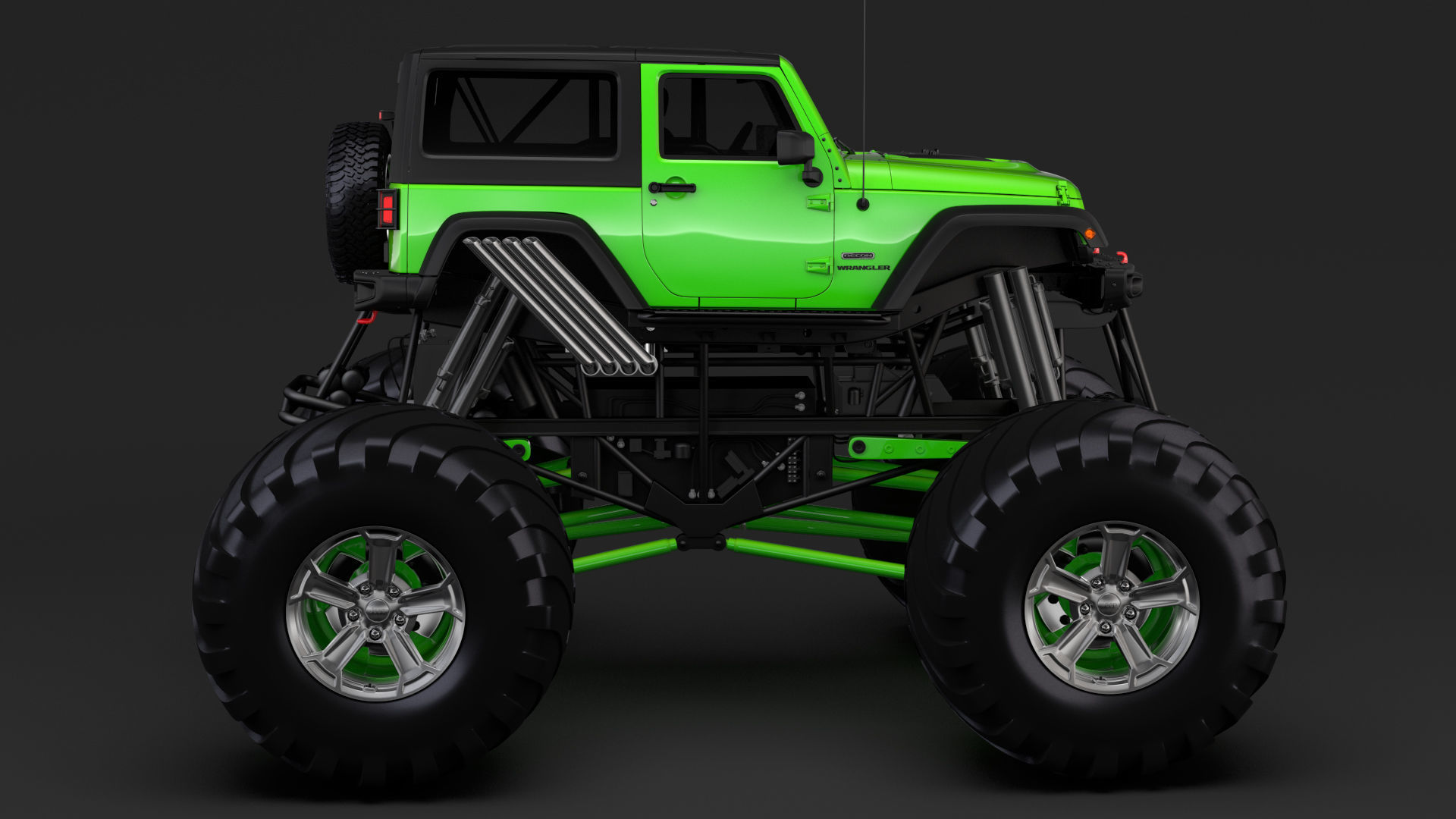 Monster Truck Jeep Wrangler Rubicon Recon 3D model_8