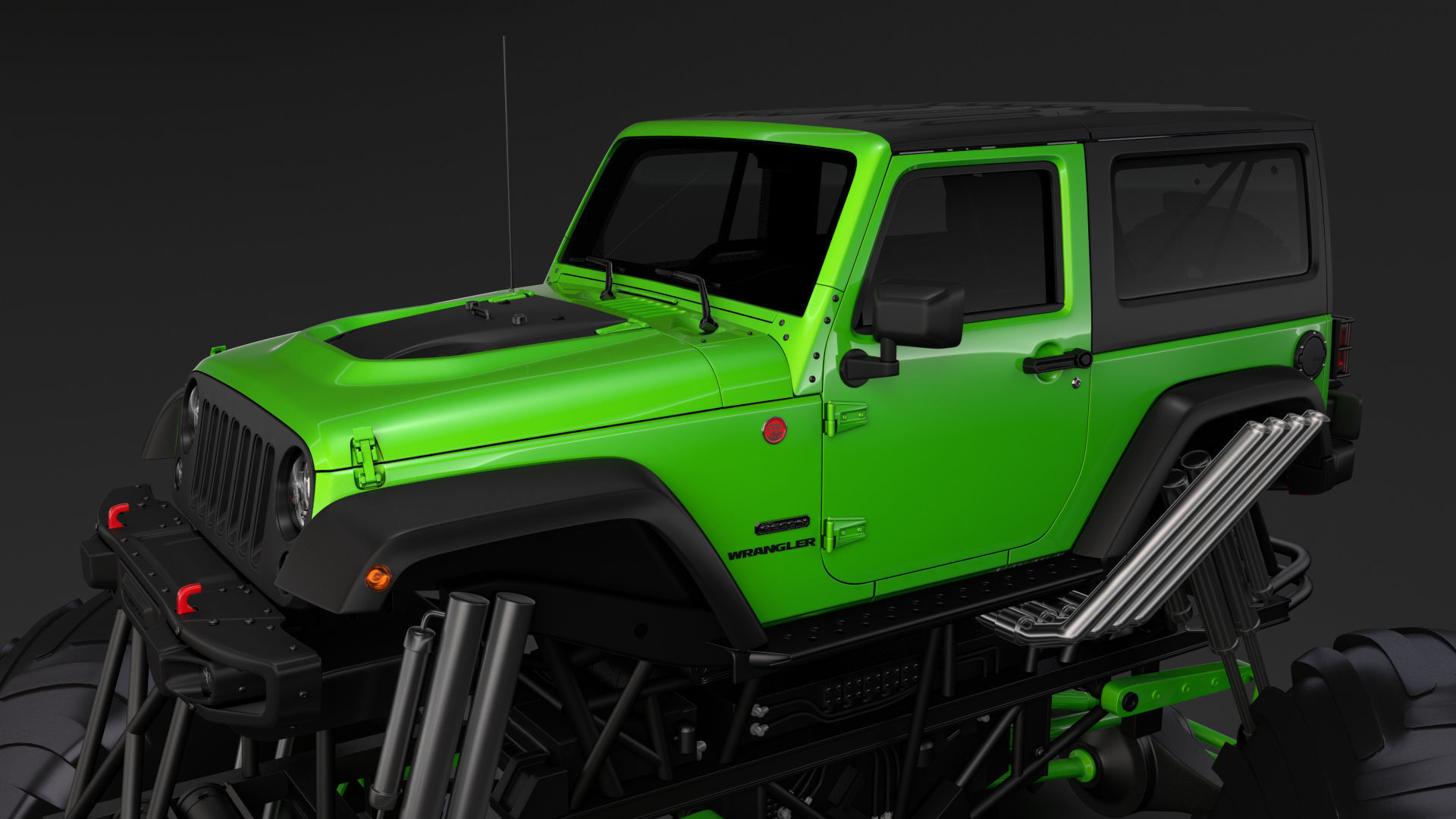 Monster Truck Jeep Wrangler Rubicon Recon 3D model_11