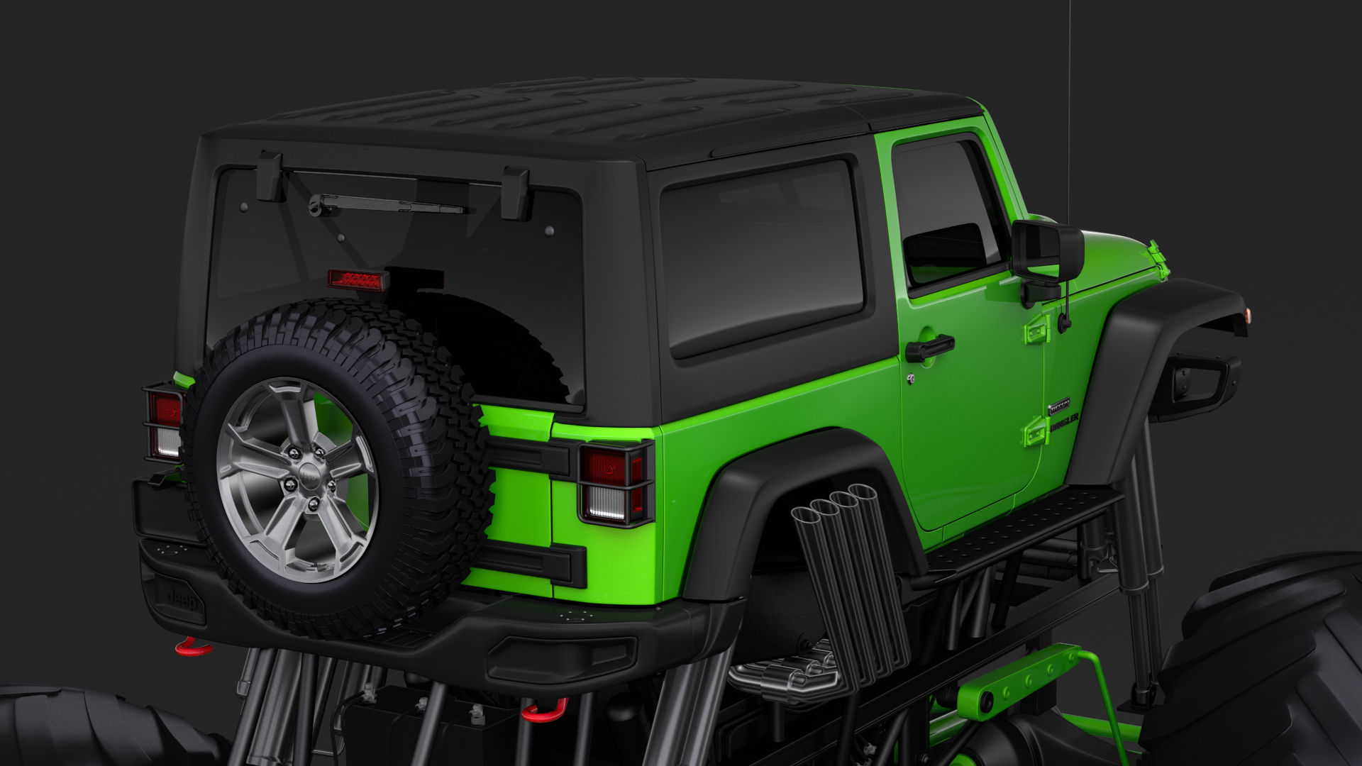 Monster Truck Jeep Wrangler Rubicon Recon 3D model_6