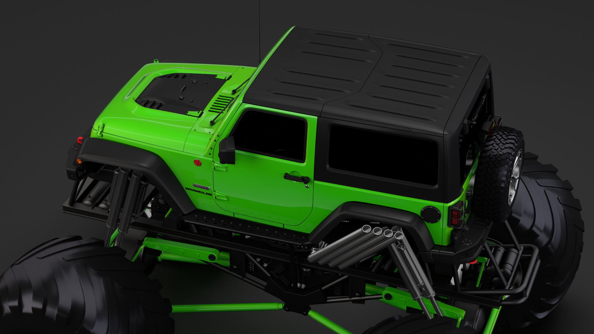 Monster Truck Jeep Wrangler Rubicon Recon 3D model_7