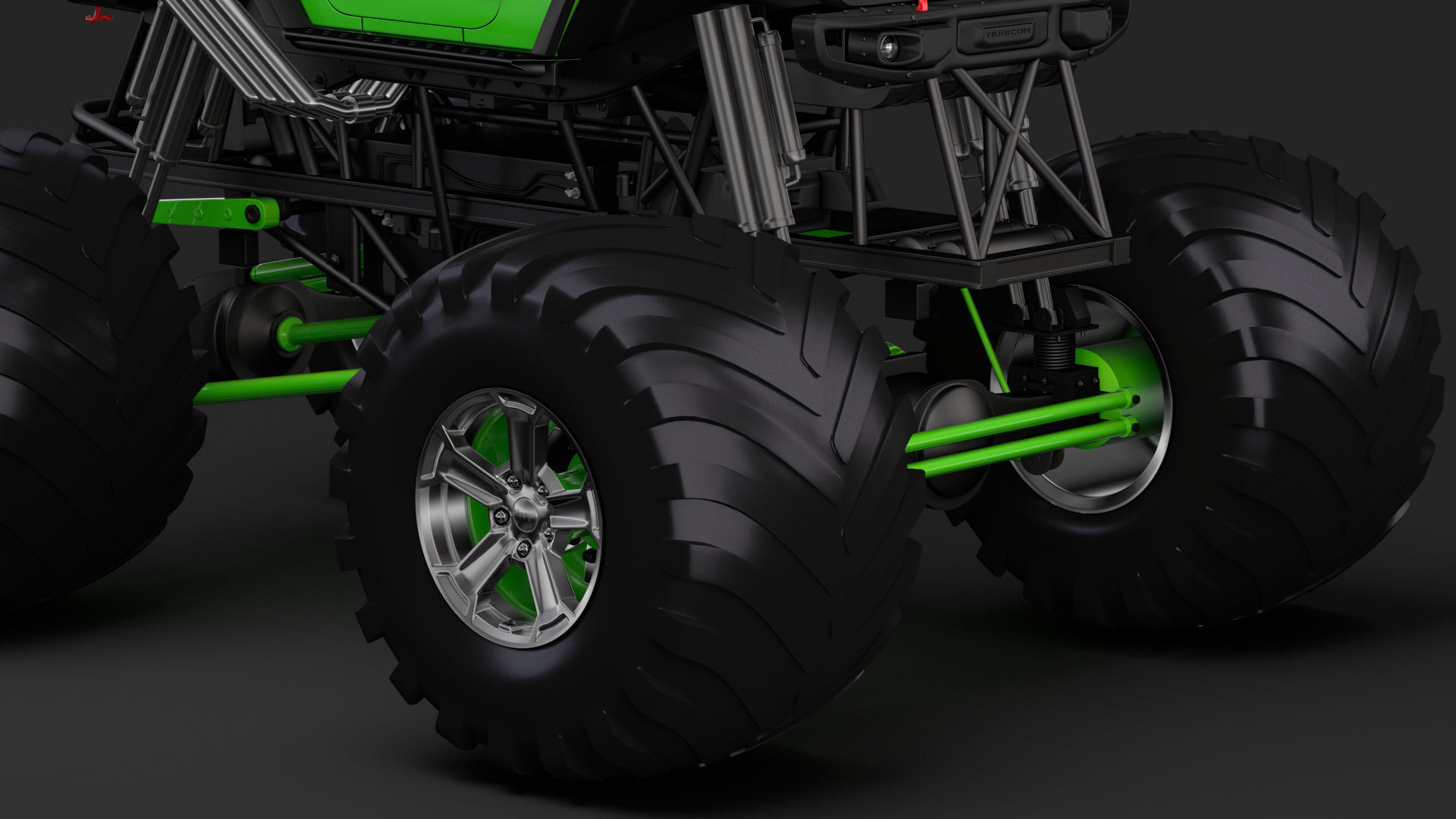 Monster Truck Jeep Wrangler Rubicon Recon 3D model_3