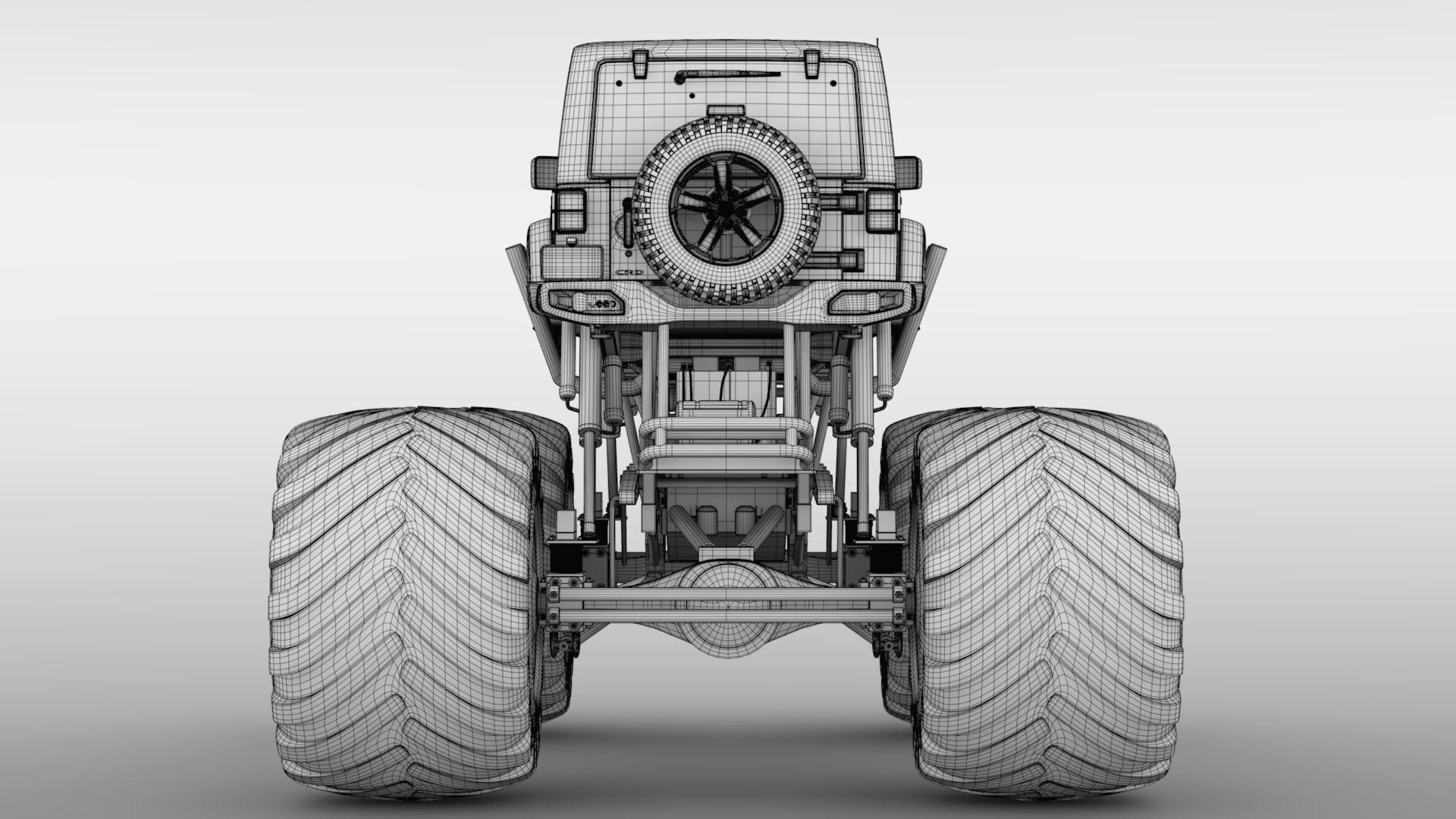 Monster Truck Jeep Wrangler Rubicon Recon 3D model_17