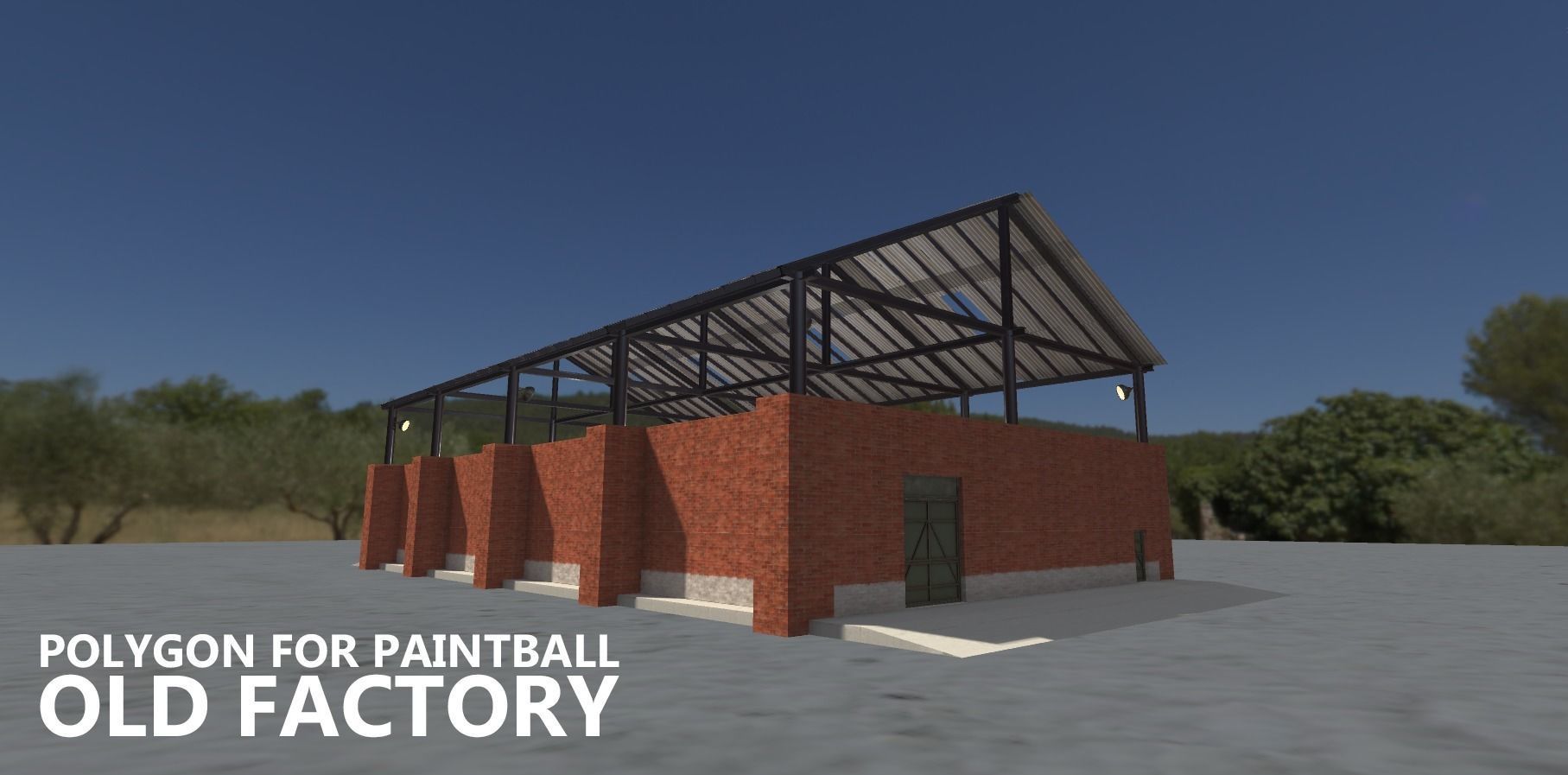 Polygon for paintball - old factory Low-poly 3D model_17