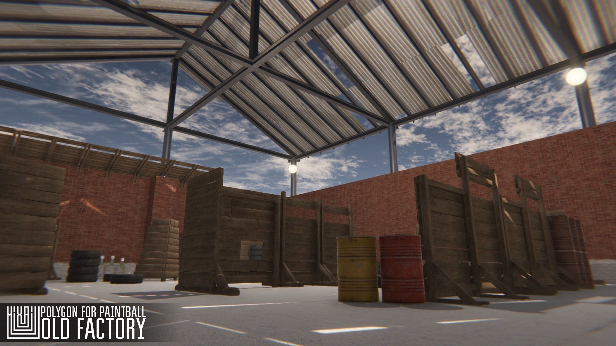 Polygon for paintball - old factory Low-poly 3D model_3