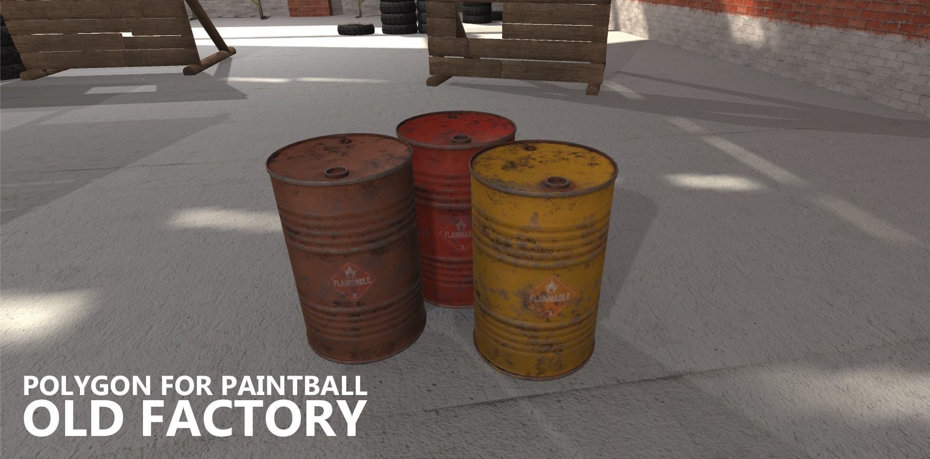 Polygon for paintball - old factory Low-poly 3D model_14
