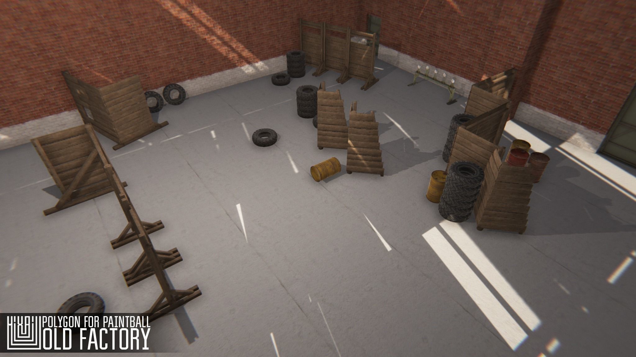 Polygon for paintball - old factory Low-poly 3D model_1